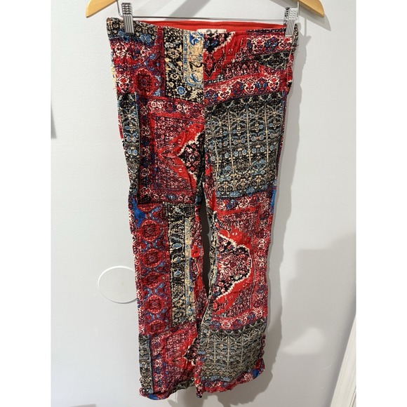 We The Free Free People Penny Paisley Patchwork Print Corduroy Flare Pants Sz 26